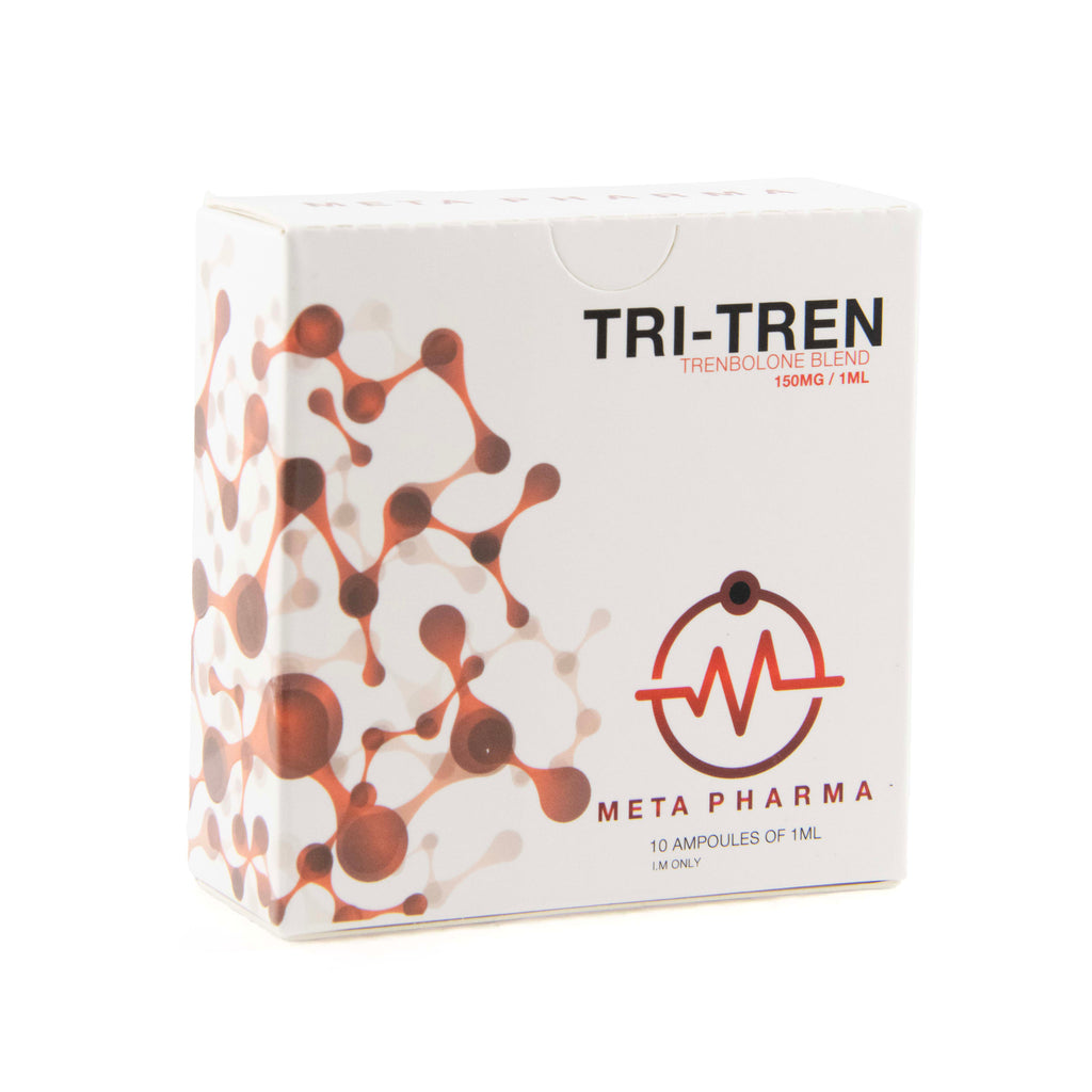 Box of Tri-Tren by Meta Pharma with molecular design on a white background
